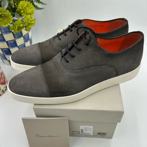 Men's Santoni cap toe lace up oxfords size 11 US made in Italy - Picture 1 of 11